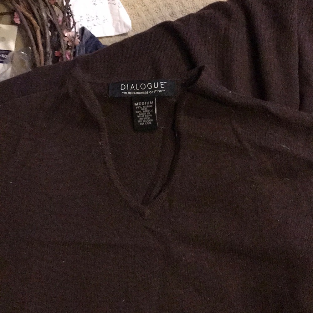 A brown sweater dress from the QVC brand Dialogue
